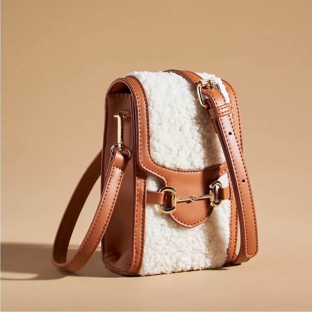 Anthropologie NWT Sherpa Phone Crossbody bag.
